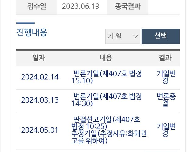 판결 기일 앞두고 화해권고 사유로 기일 변경연락이왔어요의 0번 째 이미지