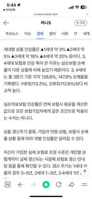 실비보험 보험료 내년 인상율에 대하여의 1번 째 이미지