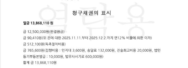 지급명령에 포함된 법무비용을 채무인이 임의로 주지않을수있나요?의 0번 째 이미지