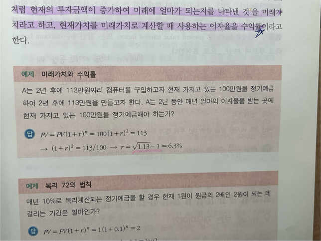 재무관리 미래가치와 수익률에 관한 질문의 0번 째 이미지