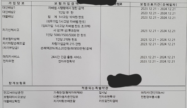 다른자동차 운전했을때 보험에 관하여 여쭤보고싶습니다.의 0번 째 이미지