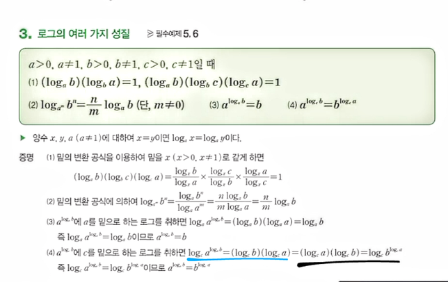 로그의 여러가지 성질 증명 관련 질문 드립니다의 0번 째 이미지