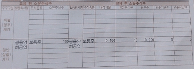 자본감소 교체발행통지서를 받았습니다.의 0번 째 이미지