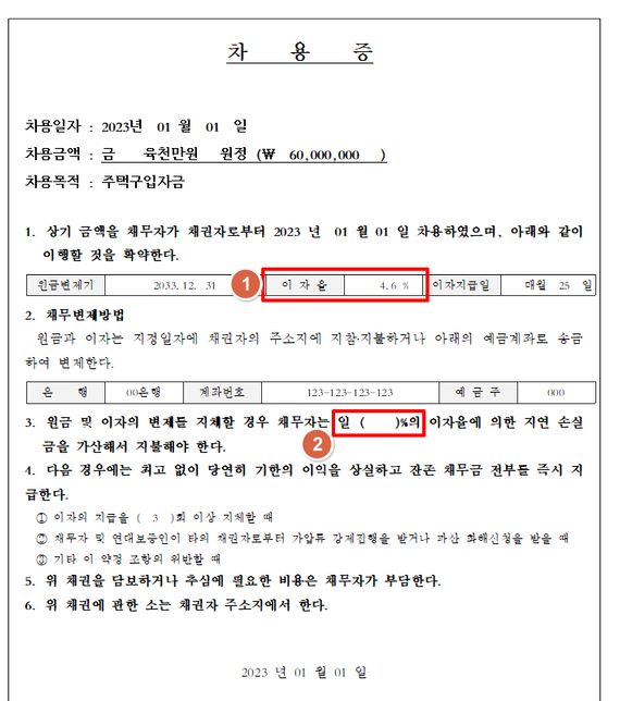 가족간 주택구입의 목적으로 차용증 작성 시 주의 사항의 0번 째 이미지