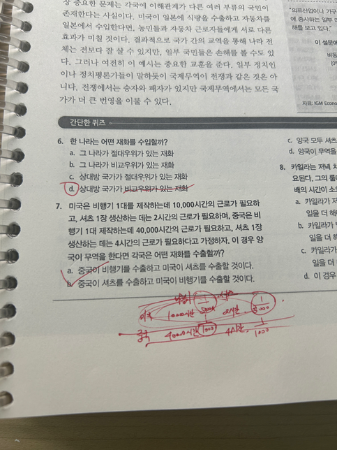 경제 생산비 기회비용 비교우위구하기의 0번 째 이미지