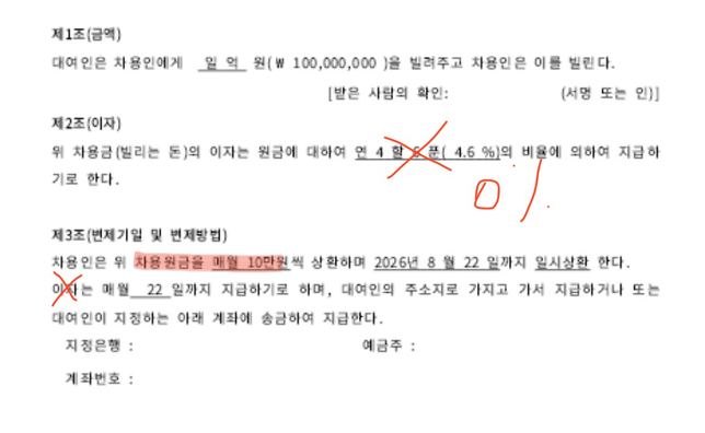 차용증 무이자 이자소득세 문의합니다의 0번 째 이미지