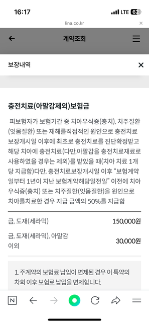 치과 충치치료 2개 비용 27만원 나왔는데 라이나 보험 보장 되나요?의 0번 째 이미지