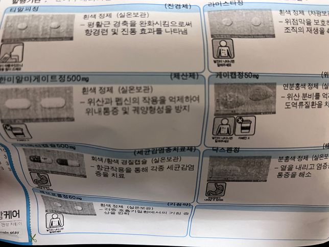 위약이랑 감기약을 같이 처방 받았습니다.의 1번 째 이미지