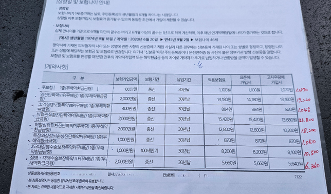 설계사에게 받은 보험 견적 봐주세요 부탁드립니다의 0번 째 이미지