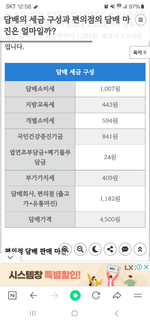 담배에 살때 붙는 세금은 총 몇%인가요?의 0번 째 이미지