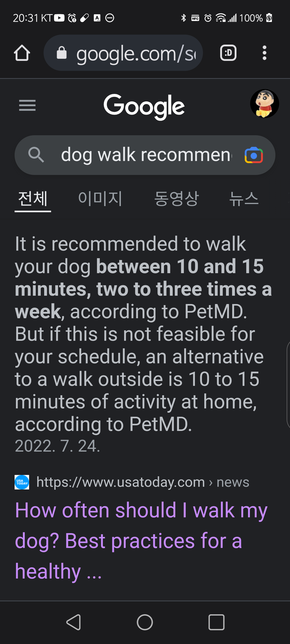 petMD가 권장하는 산책량에 대하여.의 1번 째 이미지