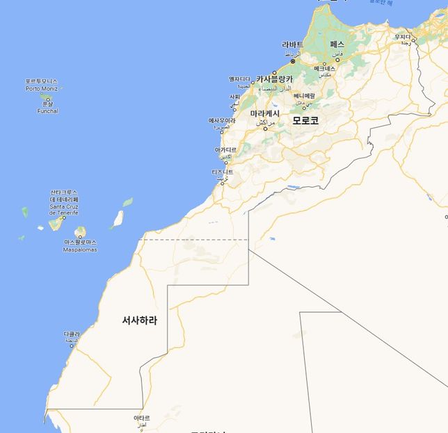모로코와 서사하라의 국경선은 왜 점선으로 표시하는가요?의 0번 째 이미지