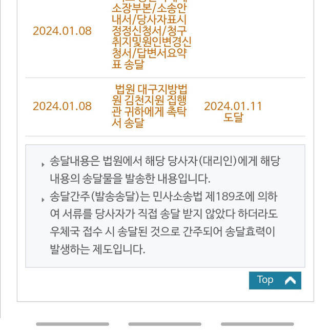 이거 전자소송피고에게 송달된건지의 0번 째 이미지