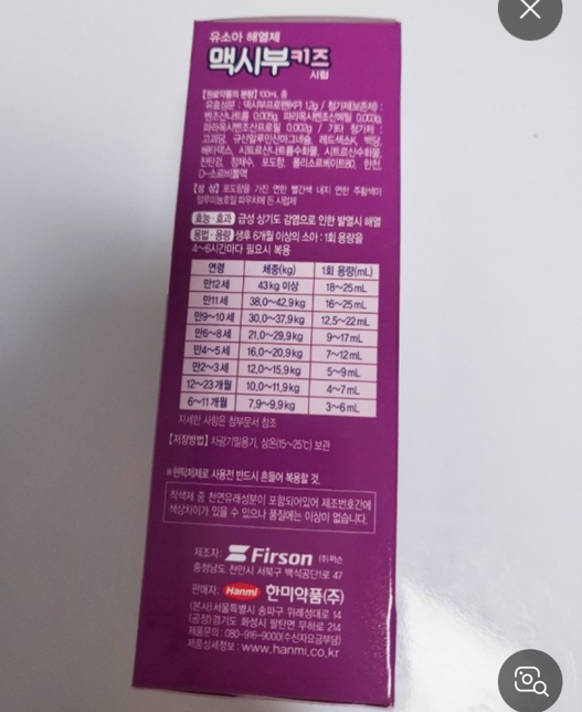 해열제 약용량 봐주시면 감사하겠습니다.의 1번 째 이미지