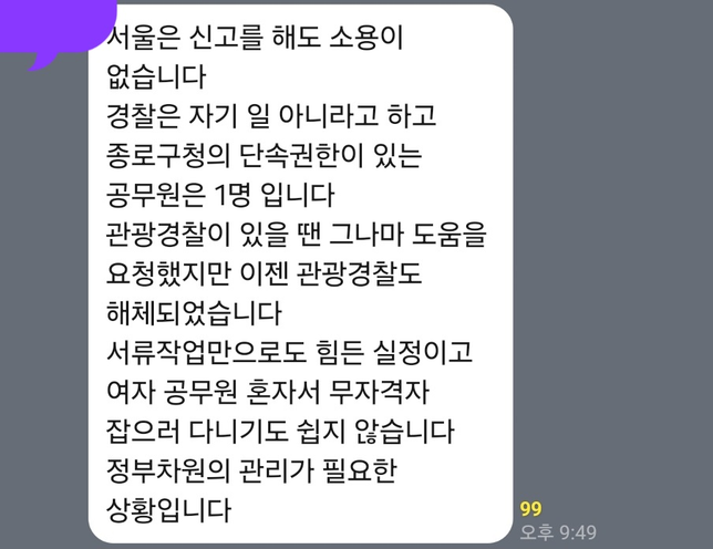 정부는 왜 국내 외국인 무자격 관광통역안내사 단속을 하지 않는거죠?의 0번 째 이미지