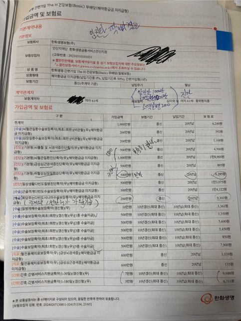 안녕하세요 가입 보험 비교 부탁드립니다의 2번 째 이미지