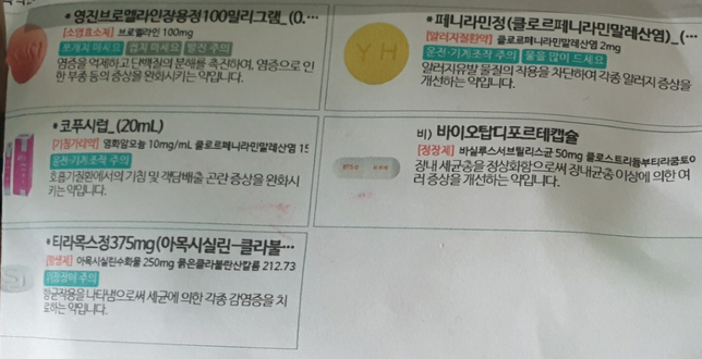 티라목스정 항생제를 7일치 지어주셨는데 한알이 없어져서 6일치하고 2끼까지만 먹었는데요. 한알내일 아침에 더 지어 먹어야하나요의 0번 째 이미지