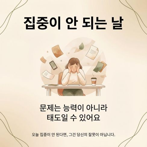 집중이 안 되는 날, 문제는 능력이 아니라 ‘지친 상태의 나’를 계속 밀어붙이는 태도일 수 있어요