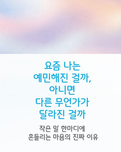 요즘 내가 예민해진 건, 상황이 더 힘들어졌기 때문이라고 여겨왔습니다.